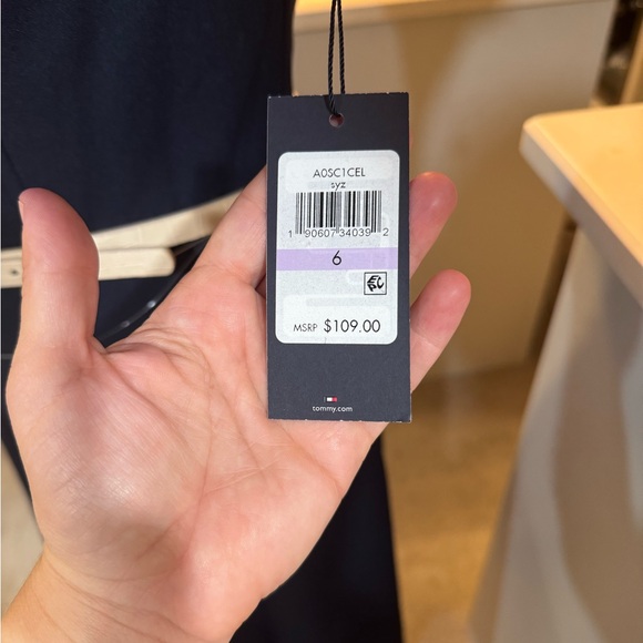 Tommy Hilfiger Navy A-Line Dress with Belt - Picture 2 of 2